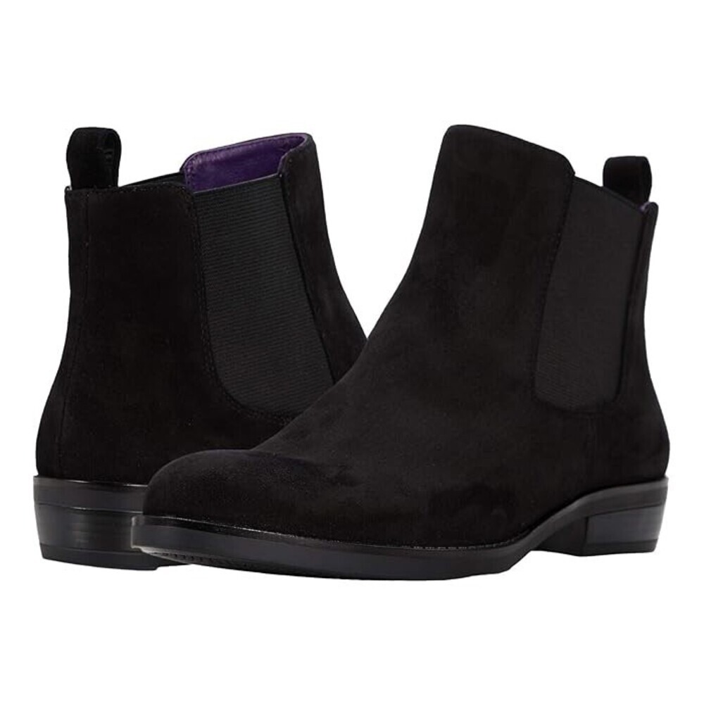 David Tate Golden Boots Women's 11 Black Suede Round Toe Ankle Chelsea JOBB1295